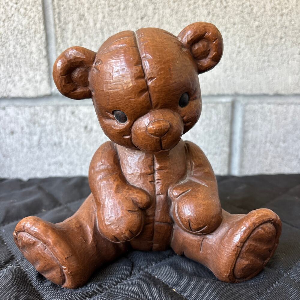 Vintage Red Mill Teddy Bear 1988 Pecan Resin Hand Crafted Brown Collectible